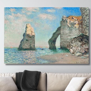 Claude Monet The Cliffs at Etretat Painting Canvas, Claude Monet The Cliffs at Etretat Wall Art, Vintage Wall Art, Famous Artwork Canvas Art