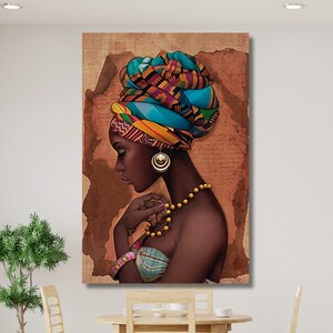 African Woman Canvas Print, African Woman Print Art, African American Home Decor, African Decor, Beautiful Black Woman Make Up Ready To Hang