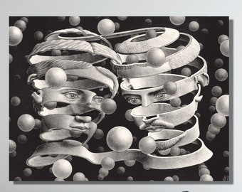 マウリッツ・コルネリス・エッシャー「絆の絆」絵画アート、マウリッツ・コルネリス・エッシャー「キャンバスアート」、MCエッシャー作品、MCエッシャー絵画ファシムアート