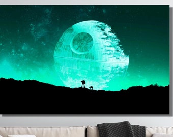 Starwars Print Death Star Print Poster Wall Art,Star Wars Poster Art,Return Of The Jedi Star Wars Landscape,Star Wars Wall Art Ready To Hang
