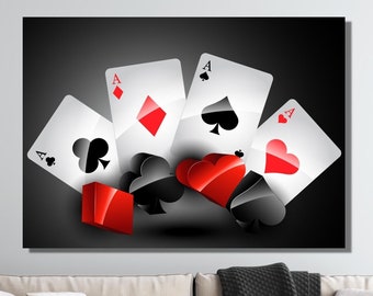 Poker Card Poster Print Wall Art Panvas Playing Card Poster Print Poker Playing Wall Art Decors Game Room Wall Art Casino Wall Art Print