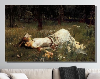John William Waterhouse Ophelia Oil Painting, John William Waterhouse Wall Art, John William Waterhouse Artwork Exhibition Canvas Poster Art