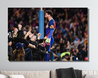 Messi Tiger Tamer Watercolor Canvas Wall Art AI Design Football Lover Gift Kidsroom Mancave Soccer Wall Hanging Decor Gicleé Print Painting