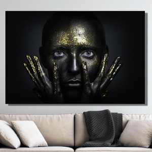 African Woman Wall Art African Woman Canvas Print African American Wall Art Home Decor African Wall Decor Black Woman Make Up Ready To Hang