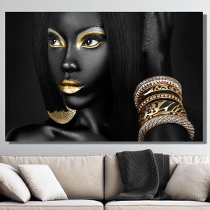 African Woman Wall Art African Woman Canvas Print African American Wall Art Home Decor African Wall Decor Black Woman Make Up Ready To Hang