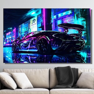 Cyberpunk City Car Poster Art, Neo Futuristic Car Wall Art, Cyberpunk City Car Wall Art, Cyberpunk City Car Canvas, Cyberpunk City Car Print