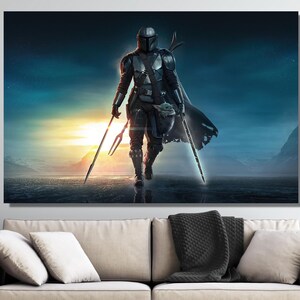 Mandalorian Movie Poster, Mandalorian Movie Canvas, Mandalorian Wall Art, Mandalorian Movie Print, Starwars Movie Poster, Starwars Movie Art