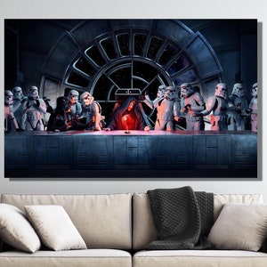 Star Wars All Star Last Supper Canvas Wall Art Prints, StarWars Last Supper Poster, Star Wars All Movie Poster Canvas, Star Wars Movie Print
