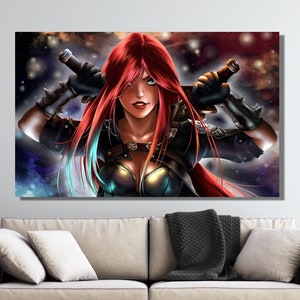 LOL Katarina Poster Wandkunst, LoL Katarina Leinwand Poster League of Legends Poster LoL Helden Poster Wandkunst, fertig zum Aufhängen, The SINISTER BLADE
