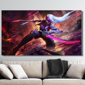 Katarina Poster Wandkunst, LoL Katarina Leinwand Poster League Of Legends Poster LoL Helden Poster Wandkunst, fertig zum Aufhängen, LOL The SINISTER BLADE