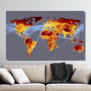 Poster classici con mappa del mondo notturno, decorazioni murali con mappa del mondo, stampe su tela con mappa del mondo, decorazioni murali per la stanza di casa e per la scuola.