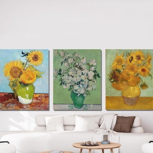 ヴィンセント・ヴァン・ゴッホの花の油絵プリント3枚セット、ヴィンセント・ヴァン・ゴッホの花のポスターキャンバス、ヴィンセント・ヴァン・ゴッホのアートワークポスターウォールアートプリント