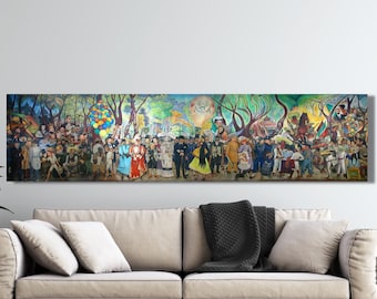 Diego Rivera Dream of a Sunday Afternoon at Alameda Central Park Oil Painting Print, Diego Rivera Wall Art, Diego Rivera Wide Artwork Canvas