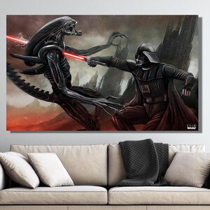Darth Vader Vs Alien Poster, Star Wars Poster Print , Darth Vader Poster, Allien Poster Print, Star Wars Movie Poster, Darth Vader Wall Art