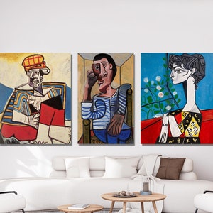 Set Of 3 Pablo Picasso Painting Woman Print Wall Arts, Pablo Picasso Posters, Surrealist Print Arts, Pablo Picasso Art, Pablo Picasso Canvas