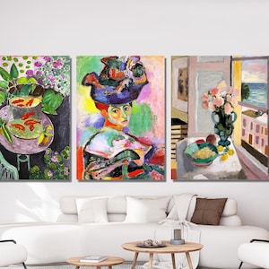 Set Of 3 Henri Matisse Oil Painting Canvas Poster Wall Art, Henri Matisse Poster, Henri Matisse Artwork, Henri Matisse Exhibition Canvas Art
