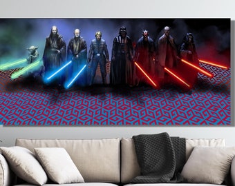 Star Wars Movie Poster Art, Star Wars Movie Canvas Art, Star Wars Movie Print Art, Star Wars Movie Wall Art, StarWars All Character Wall Art