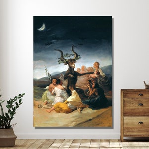 Francisco Goya Poster Print, Francisco Goya Witches’ Sabbath 1799 Canvas, Exposição Poster Wall Art, Home the three of may Goya canvas art