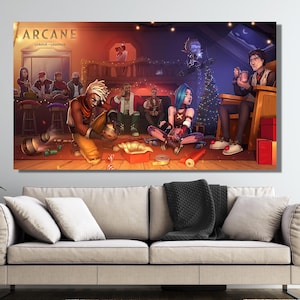 Arcane Jinx Poster, League Of Legends Poster, LoL Heroes Poster Wall Art Ready To Hang LOL Arcane Print, Arcane Party Poster, LoL Party art