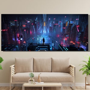 Cyberpunk City Poster Art, Cyberpunk City Canvas Art, Neo Futuristic Wall Art, Cyberpunk City Wall Art, Cyberpunk City Print, Cyberpunk Art