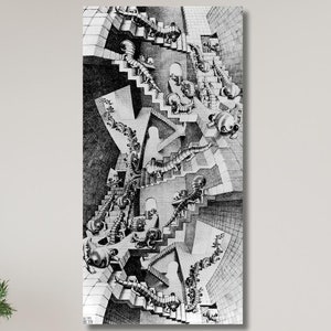 Maurits Cornelis Escher House of Stairs 1951 Painting, M.C. Escher Wall Art Print, Maurits Cornelis Escher Artwork, MC Escher canvas Posters
