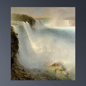 Frederic Edwin Church Niagara Falls from the American Side Oil Painting Poster Art, Frederic Edwin Church Exhibition Artwork Wall Art Canvas