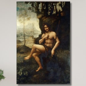 Leonardo Da Vinci St John in the Wilderness 1510 Painting, Leonardo Da Vinci Exhibition,Leonardo Da Vinci Artwork,Leonardo Da Vinci Wall Art