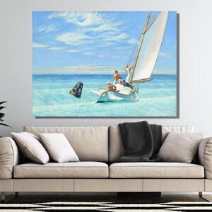 Canvasprint van Edward Hopper met zeilsport als thema, schilderij van Edward Hopper, reproductie van een poster voor aan de muur.
