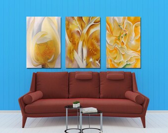 Set Of 3 Georgia O'Keeffe Flowers, Georgia O'Keeffe Paintings WorkArt, Georgia O'Keeffe Painting Canvas Poster Wall Art Print, Ready To Hang