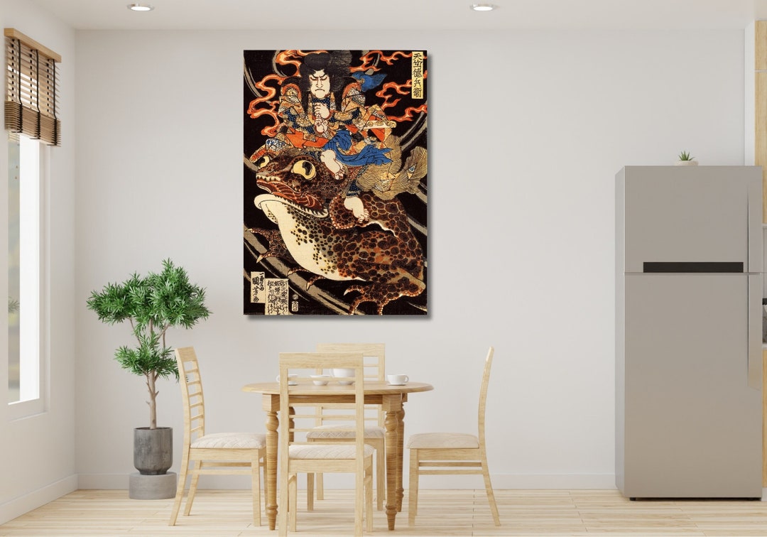 Tenjiku Tokubei Riding a Giant Toad Canvas Prints, Utagawa Kuniyoshi ...