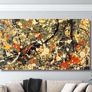 Stampa del dipinto numero 8 di Jackson Pollock, stampa a olio, opera d'arte astratta di Jackson Pollock a forma libera e decorazione murale, opere d'arte murali extra large