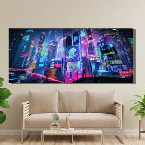 Cyberpunk City Poster Print, Cyberpunk Poster Print, Cyberpunk City Canvas Poster, Neo Futuristic Wall Art, Cyberpunk City Wall Art Print image 2