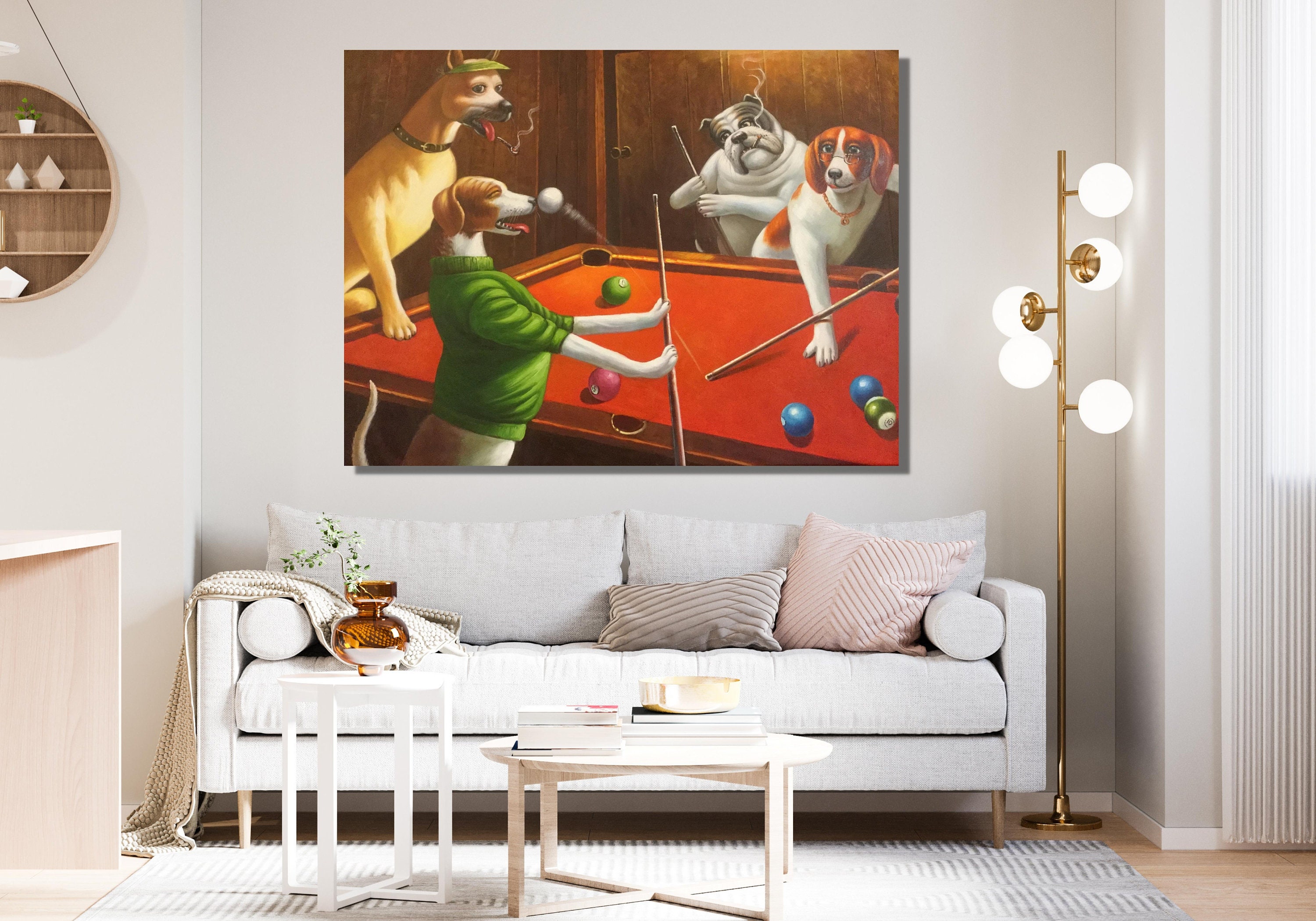 Dogs Playing Billiards Poster Print Funny Dog Poster Print Etsy