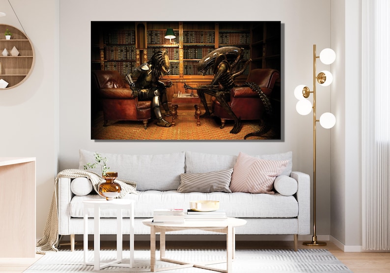 Alien Vs Predator Canvas Posters, Alien Vs Predator Playing Chess ...
