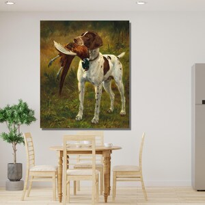 Caspar von Reth Painting Posters, Caspar von Reth Jagdhuhn mit Fasan, A Hunting Dog with a Pheasant Poster Prints, Caspar von Reth Wall Arts