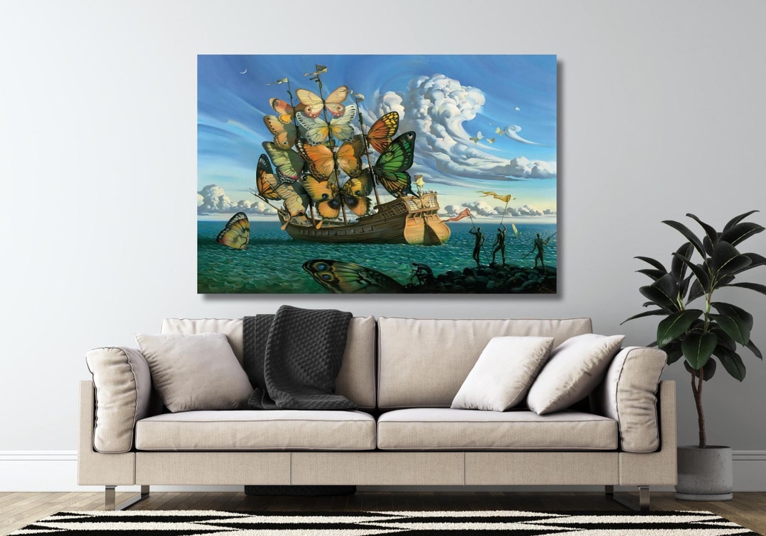Salvador Dali Ship With Butterfly Sails Oil Painting Prints, Salvador ...