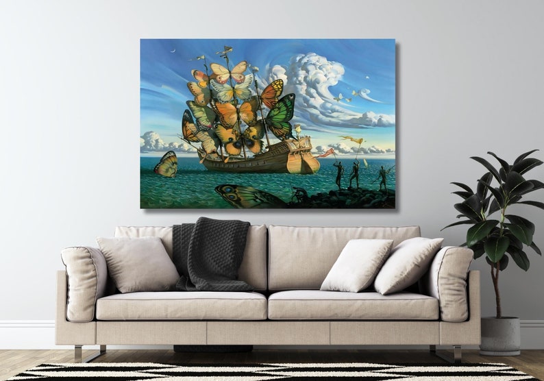 Salvador Dali Ship With Butterfly Sails Oil Painting Prints, Salvador ...
