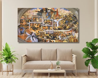 Diego Rivera Mexican Bricklayers Painting Poster, Diego Rivera Exebition Print, Diego Rivera Artwork Wall Art, Diego Rivera Exhibition Print