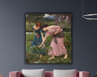 John William Waterhouse Gather Ye Rosebuds While Ye May Oil Painting, John William Waterhouse Artwork,John William Waterhouse Wall Art Print