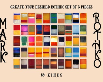 Set of 3 Mark Rothko Wall Art, Mark Rothko Paintings Art , Mark Rothko Canvas And Poster, Create Your Own Set of 3 Mark Rothko's 50 Artworks