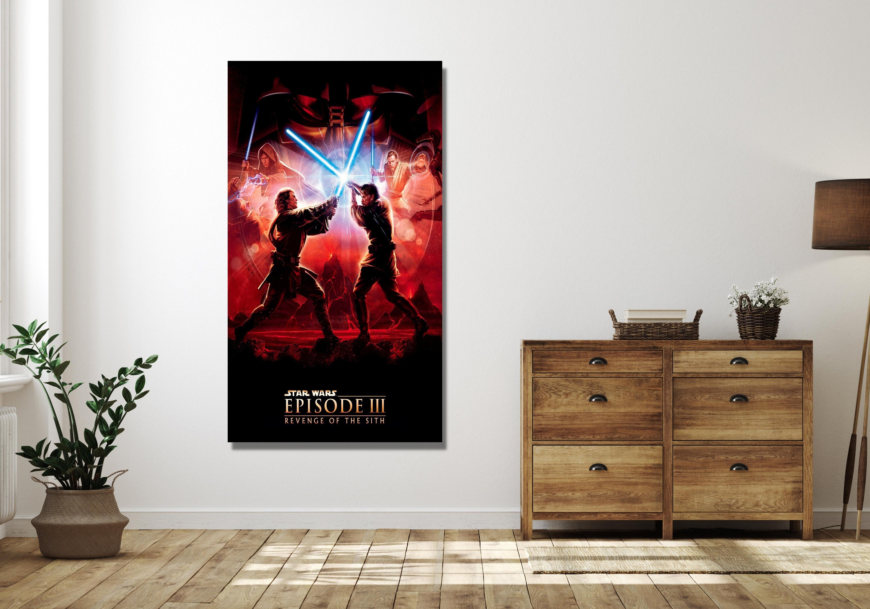 Obi Wan Kenobi Vs Anakin Poster Wall Art Print, Star Wars Movie Poster ...