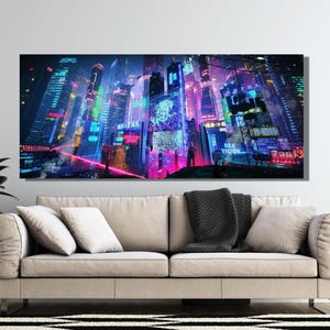 Cyberpunk City Poster Print, Cyberpunk Poster Print, Cyberpunk City Canvas Poster, Neo Futuristic Wall Art, Cyberpunk City Wall Art Print image 1