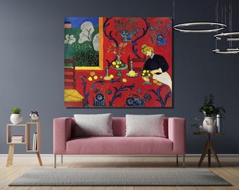 Henri Matisse Henri Matisse The Dessert Harmony in Red Oil Painting Art, Henri Matisse Canvas, Henri Matisse Artwork, Henri Matisse Wall Art