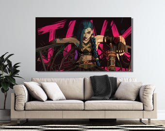 Jinx posterprint, Arcane Jinx fotokunst, League of Legends canvas, LoL helden poster muurdecoratie, klaar om op te hangen, LOL beste helden poster muurdecoratie