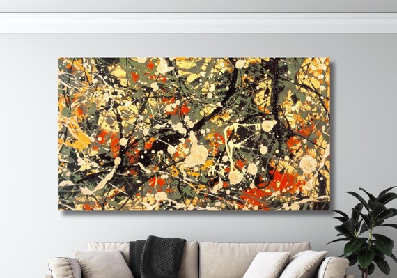 絵画 840 油絵/抽象画風/樹皮/パターン/P15号 Jackson Pollock Painting Number 8 Oil Painting Print, Free Form