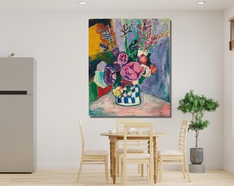 Stampa del dipinto ad olio "Fiori colorati" di Henri Matisse, Arte murale di Henri Matisse, Mostra d'arte di Henri Matisse, Poster su tela di Henri Matisse