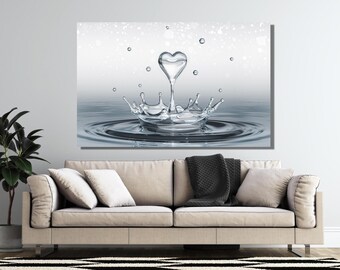 Póster de baño con diseño de gota de agua, arte de pared para baño, lienzo impreso para baño, listo para colgar, decoración para el hogar y el baño, lienzo grande.