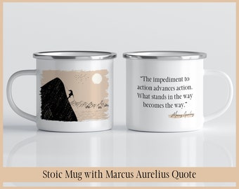 Marcus Aurelius Quote Enamel Camp Mug: Stoic Gift