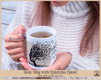 Epictetus Quote Coffee Mug: Stoic Art Ceramic Mug