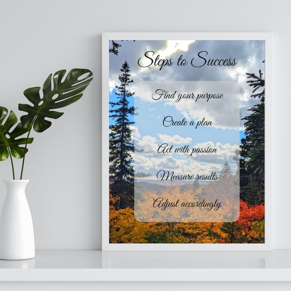 Steps to success / 16x20 printable wall art / Cape Breton scenery / Hiking trails / Mountain top / Inspirational / Motivational / Quotes